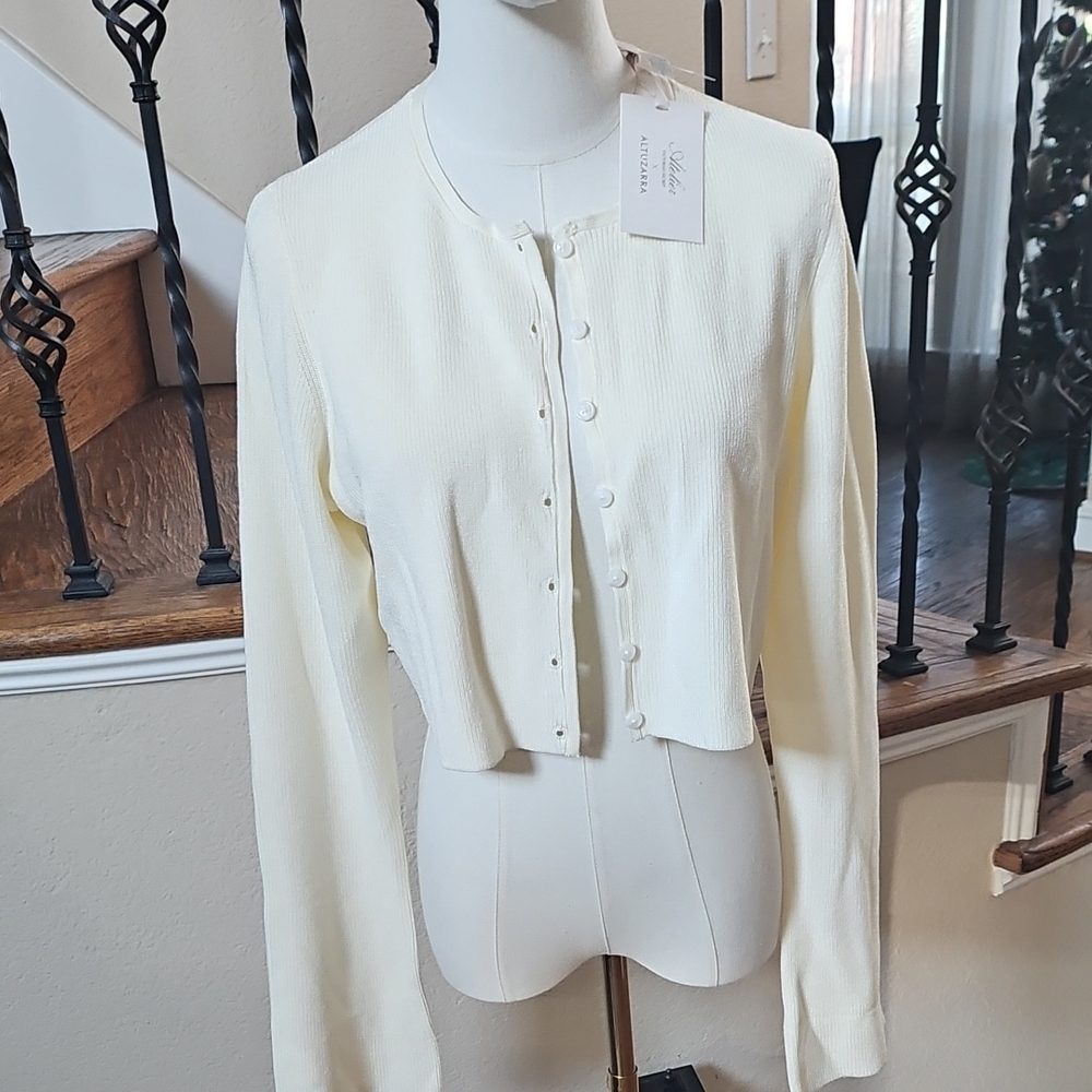 Victoria's Secret Cream Ribbed Crewneck Cardigan